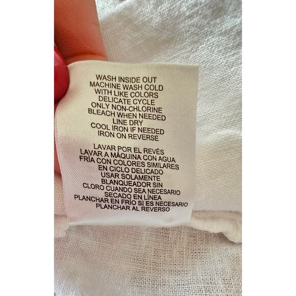 Lands End Linen Viscose Blend White Tunic Top Pockets, Split Hem New, Sz XXL - Picture 9 of 9